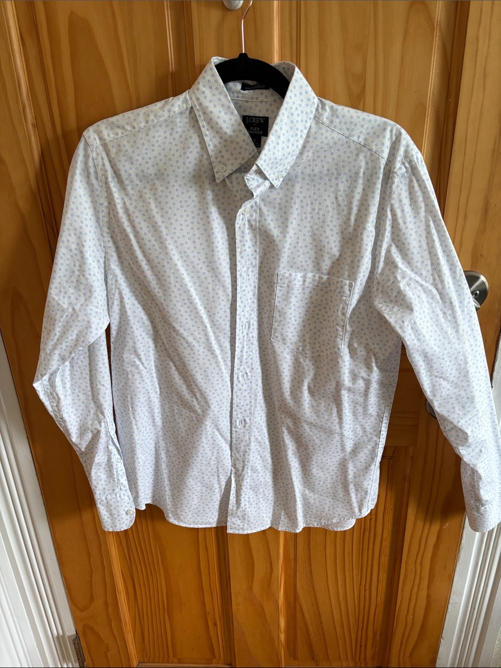 J. Crew Men's White Shirt with Subtle Micro Dot Print